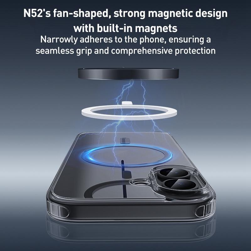 Compatible with iPhone 18 Pro Max ZGA Magsafe Metal Buttons Clear PC Dual-Layer TPU Phone Case - Transparent