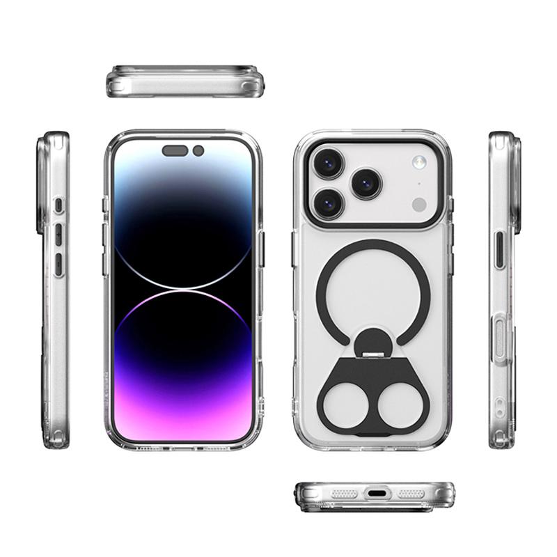 Compatible with iPhone 18 Pro Max & 17 Pro Max High Transparent MagSafe TPU Phone Case with 360 Degrees Rotating Ring Holder - Purple