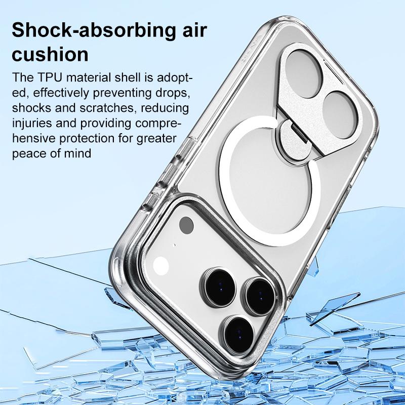 Compatible with iPhone 18 Pro Max & 17 Pro Max High Transparent MagSafe TPU Phone Case with 360 Degrees Rotating Ring Holder - Purple
