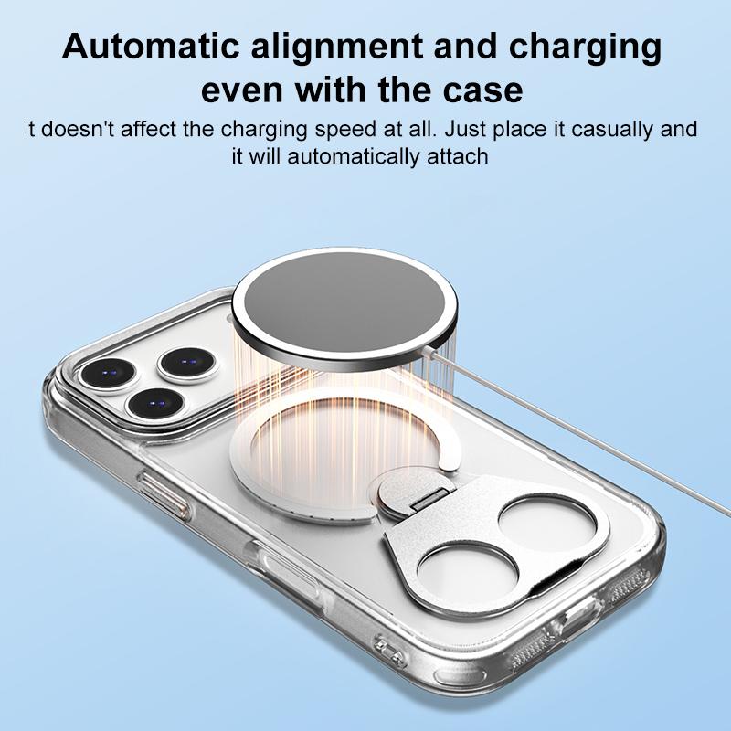 Compatible with iPhone 18 Pro Max & 17 Pro Max High Transparent MagSafe TPU Phone Case with 360 Degrees Rotating Ring Holder - Purple