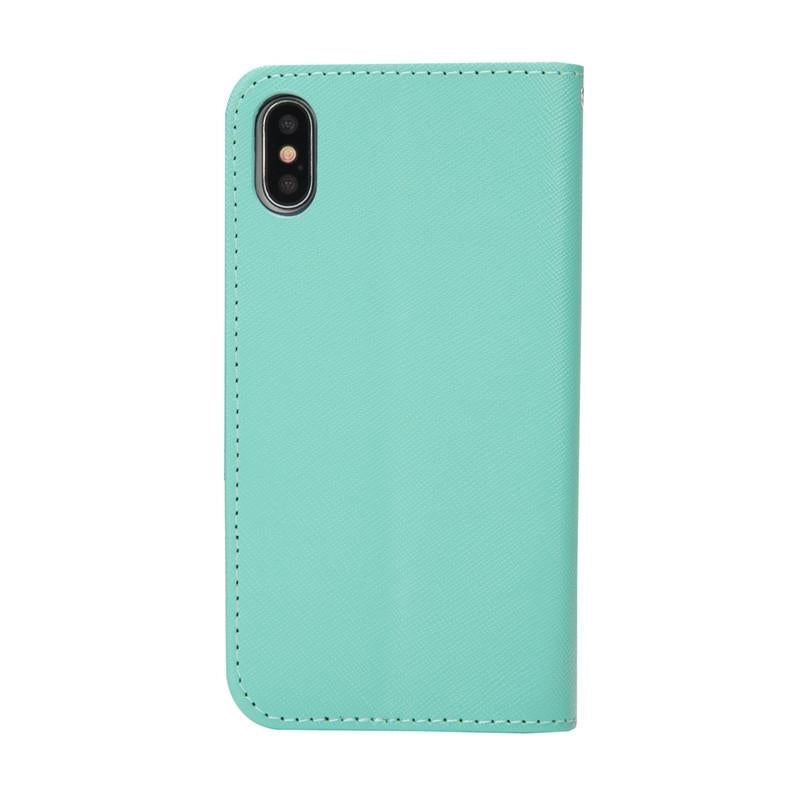 Compatible with iPhone 18 Pro Max & 17 Pro Max Mercury Contrast Color Splicing Leather Phone Case - Mint Color