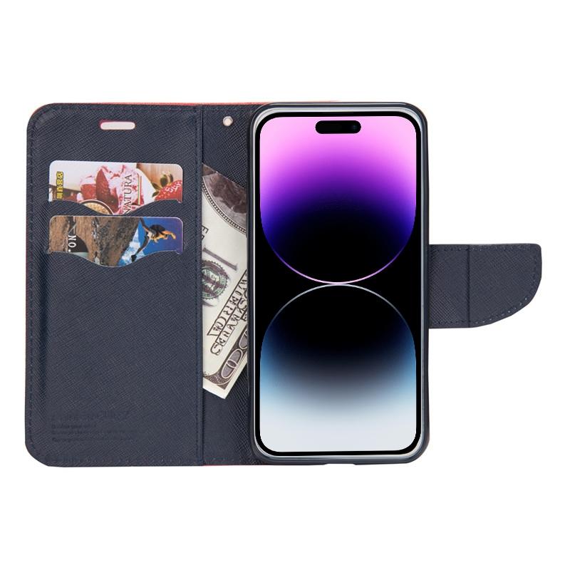 Compatible with iPhone 18 Pro Max & 17 Pro Max Mercury Contrast Color Splicing Leather Phone Case - Red