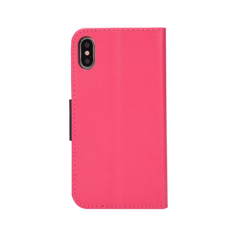 Compatible with iPhone 18 Pro Max & 17 Pro Max Mercury Contrast Color Splicing Leather Phone Case - Rose Red