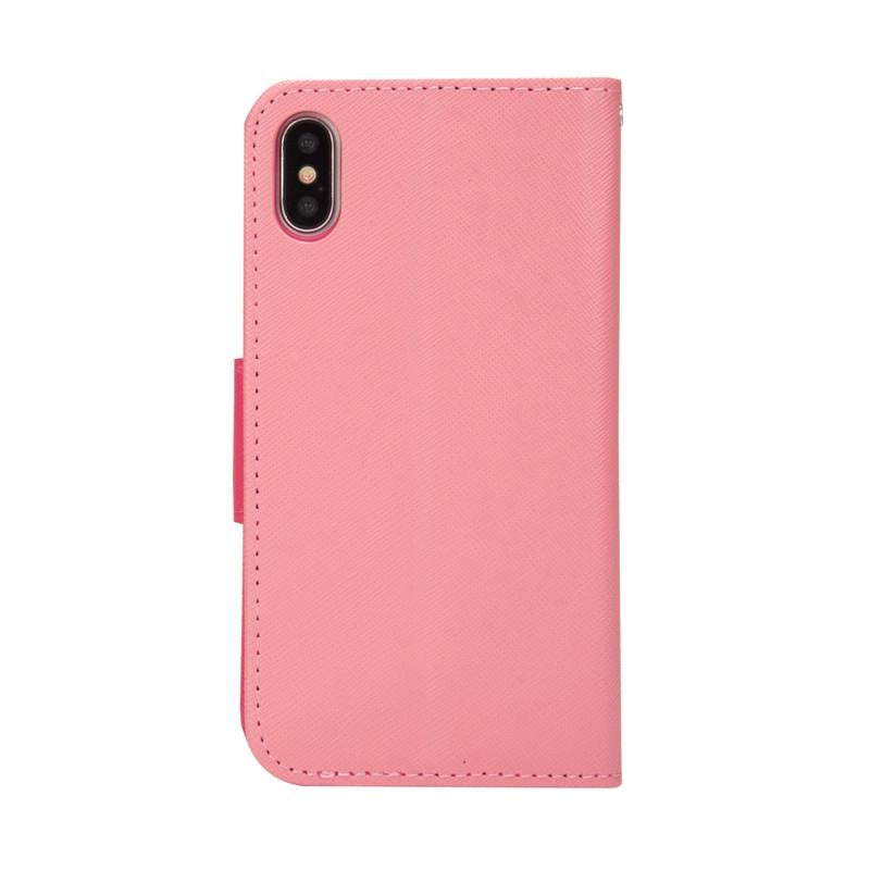 Compatible with iPhone 18 Pro Max & 17 Pro Max Mercury Contrast Color Splicing Leather Phone Case - Pink