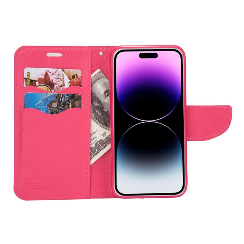 Compatible with iPhone 18 Pro Max & 17 Pro Max Mercury Contrast Color Splicing Leather Phone Case - Pink