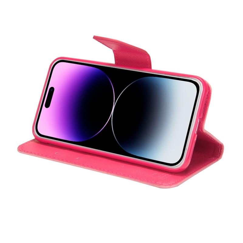 Compatible with iPhone 18 Pro Max & 17 Pro Max Mercury Contrast Color Splicing Leather Phone Case - Pink