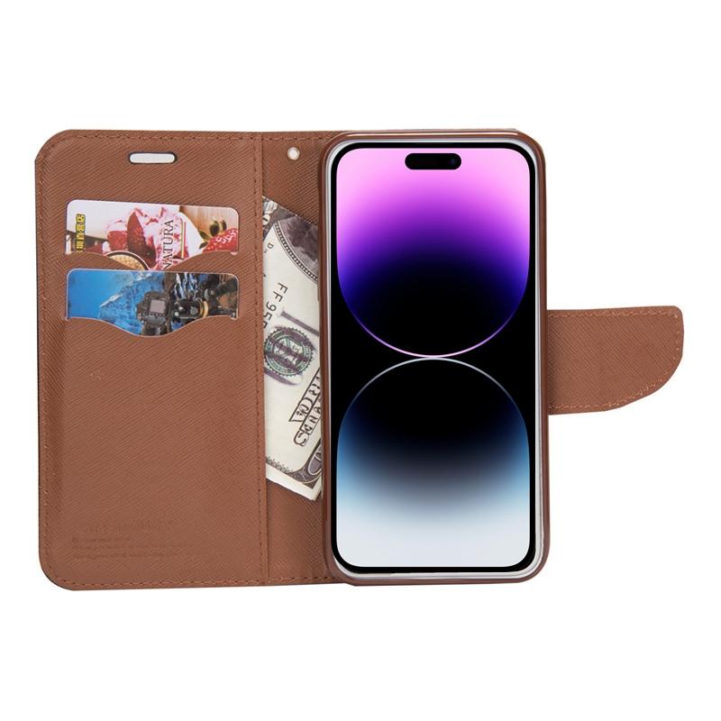 Compatible with iPhone 18 Pro Max & 17 Pro Max Mercury Contrast Color Splicing Leather Phone Case - Brown