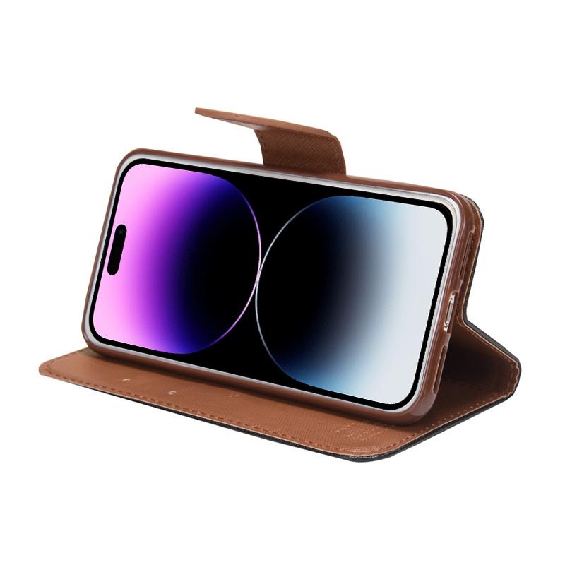 Compatible with iPhone 18 Pro & 17 Pro Mercury Contrast Color Splicing Leather Phone Case - Brown
