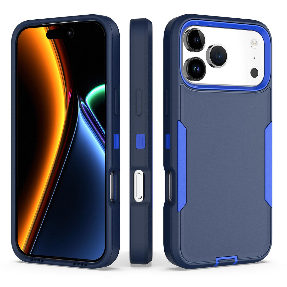 Compatible with iPhone 18 Pro Max & 17 Pro Max 2 in 1 PC Dual-Layer TPU Phone Case - Royal Blue+Dark Blue