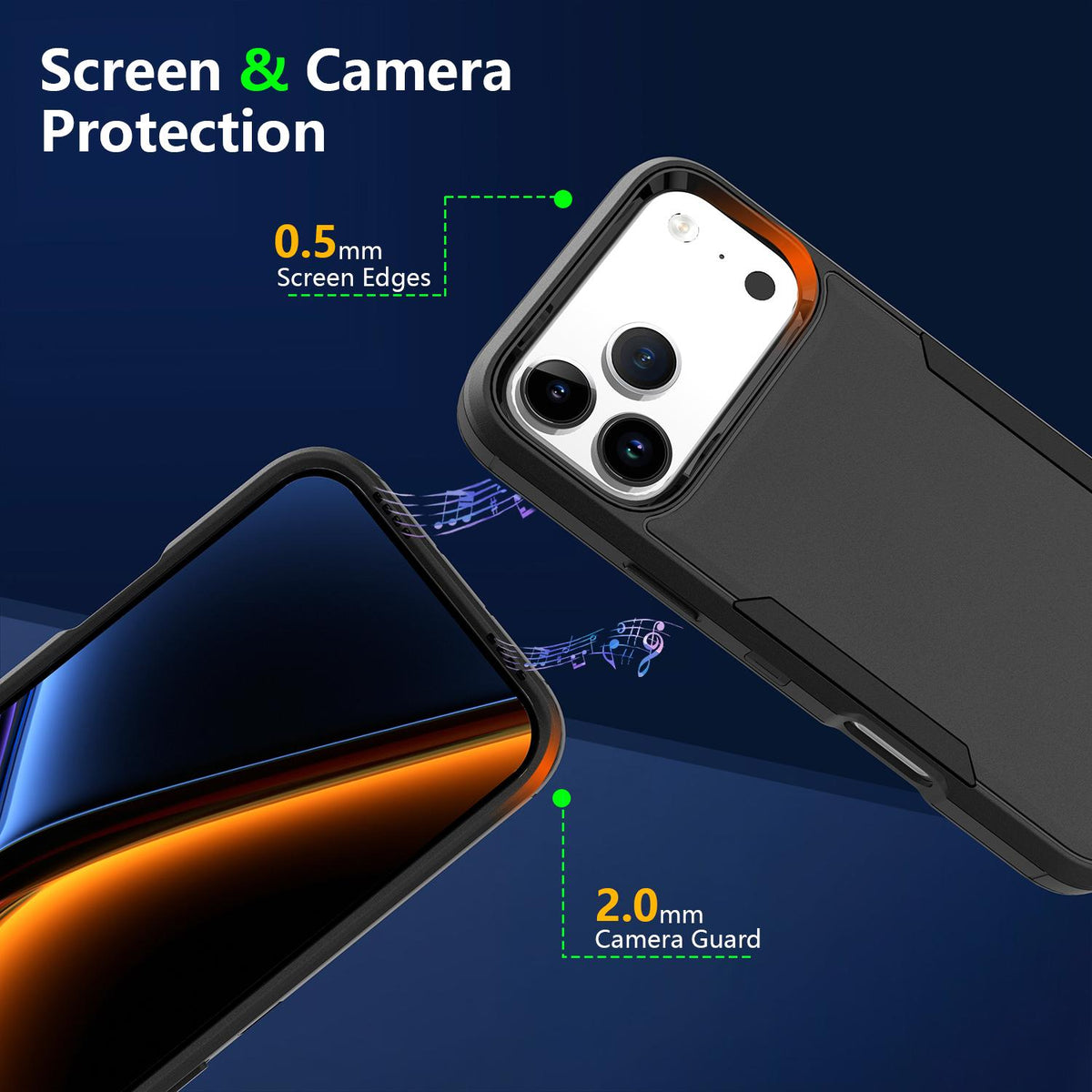 Compatible with iPhone 18 Pro Max & 17 Pro Max 2 in 1 PC Dual-Layer TPU Phone Case - Royal Blue+Dark Blue