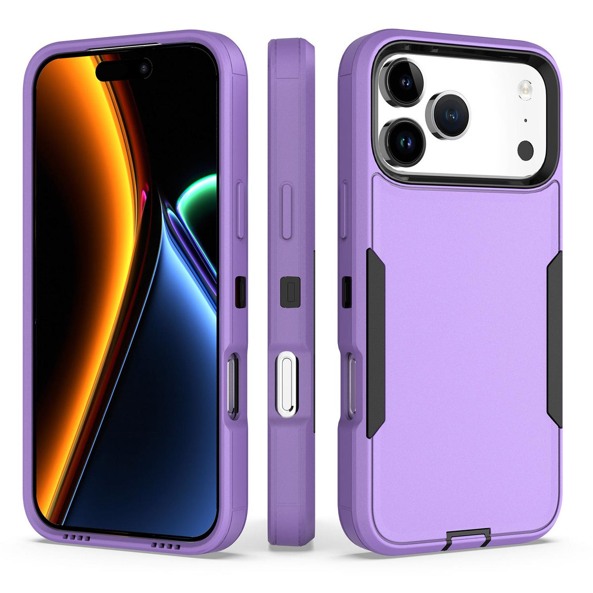 Compatible with iPhone 18 Pro Max & 17 Pro Max 2 in 1 PC Dual-Layer TPU Phone Case - Purple+Black
