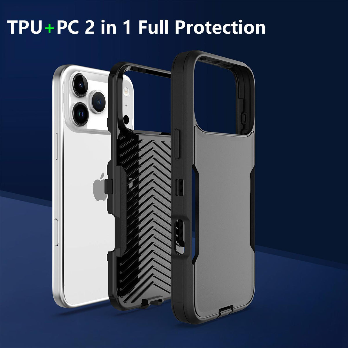 Compatible with iPhone 18 Pro Max & 17 Pro Max 2 in 1 PC Dual-Layer TPU Phone Case - Black