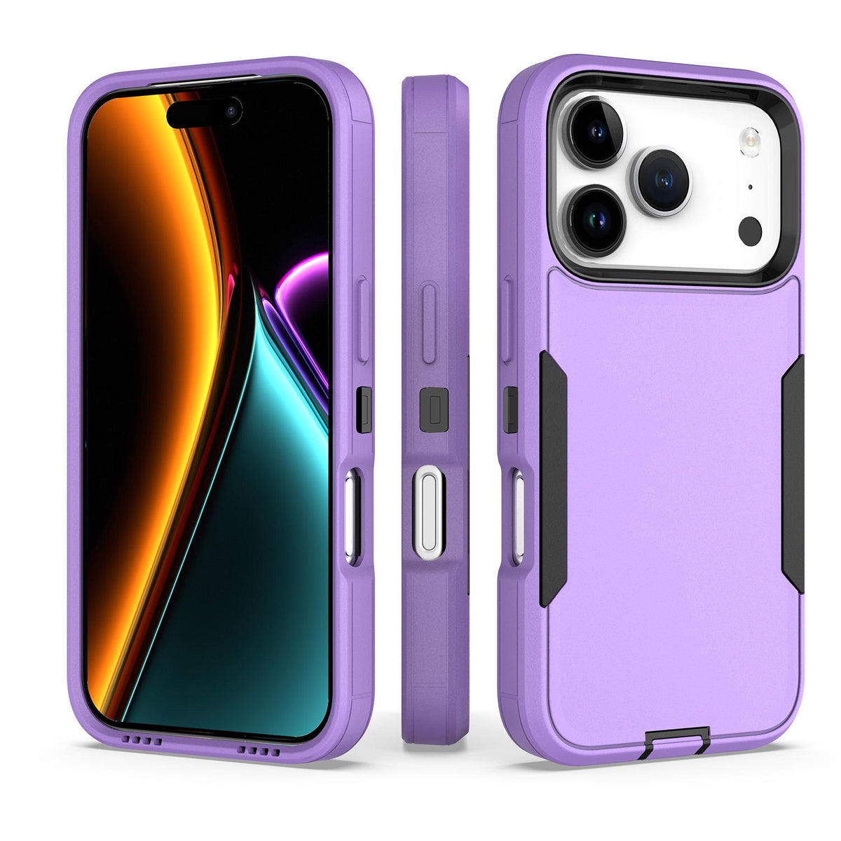 Compatible with iPhone 18 Pro & 17 Pro 2 in 1 PC Dual-Layer TPU Phone Case - Purple+Black