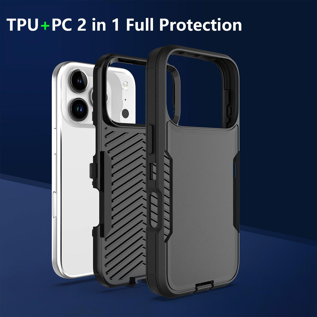 Compatible with iPhone 18 Pro & 17 Pro 2 in 1 PC Dual-Layer TPU Phone Case - Black