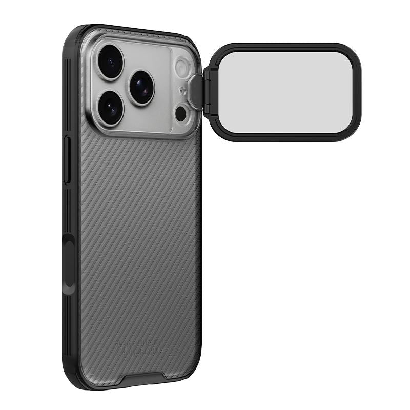 Compatible with iPhone 18 Pro NILLKIN Black Mirror Prop CD Texture Transparent Mirror Cover Phone Case - Transparent Black