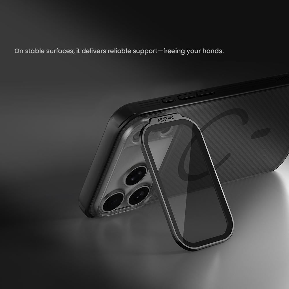 Compatible with iPhone 18 Pro Max NILLKIN CamShield Prop Texture Transparent Mirror Cover MagSafe Magnetic PC Phone Case - Black