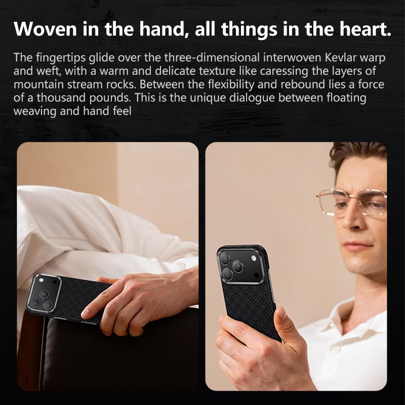 Compatible with iPhone 18 Pro & 17 Pro Benks Color Shield C1 Classic Kevlar Woven Diamond MagSafe Phone Case - Black