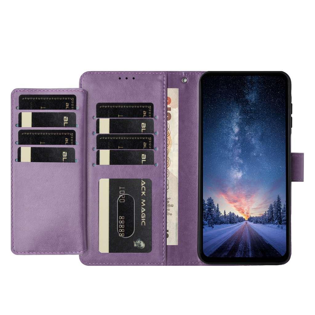 Compatible with iPhone 18 Pro Max & 17 Pro Max Lambskin 8-card Slot Leather Phone Case - Purple