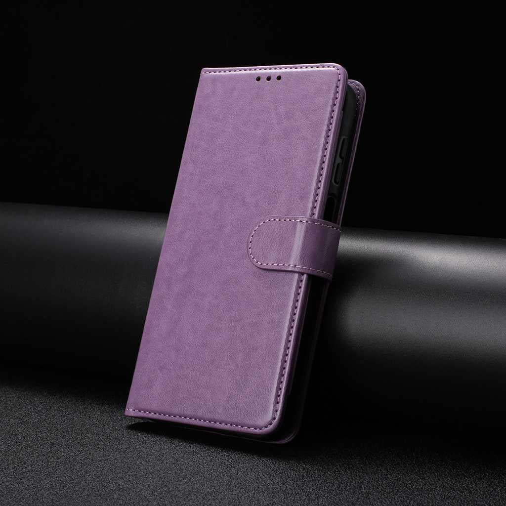 Compatible with iPhone 18 Pro Max & 17 Pro Max Lambskin 8-card Slot Leather Phone Case - Purple