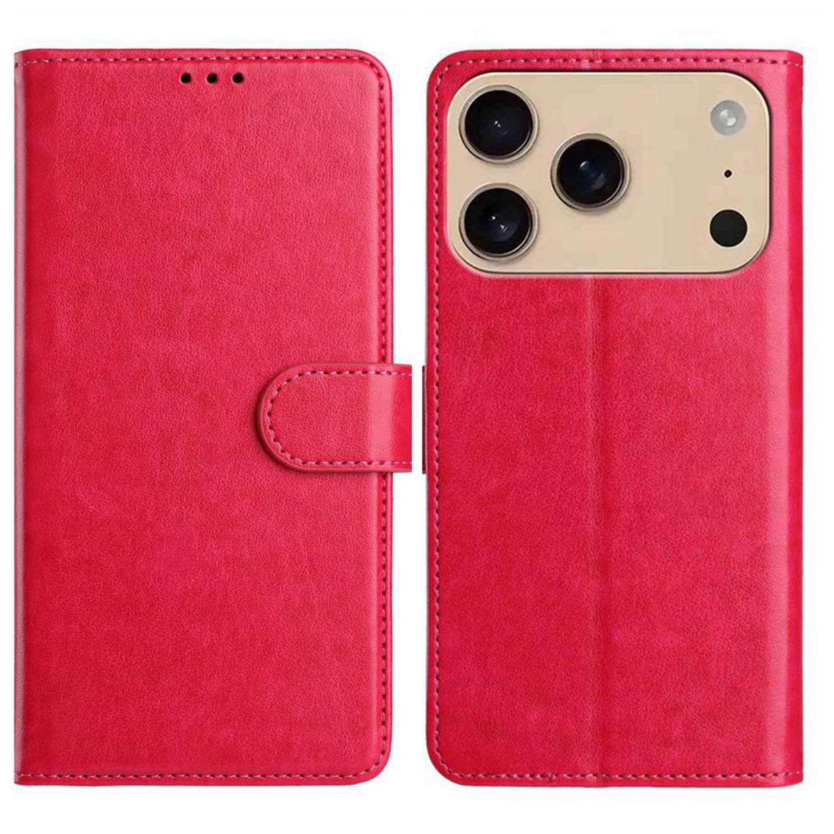 Compatible with iPhone 18 Pro Max & 17 Pro Max Lambskin 8-card Slot Leather Phone Case - Rose Red