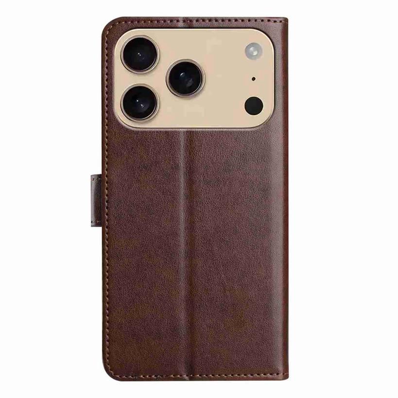 Compatible with iPhone 18 Pro Max & 17 Pro Max Lambskin 8-card Slot Leather Phone Case - Brown