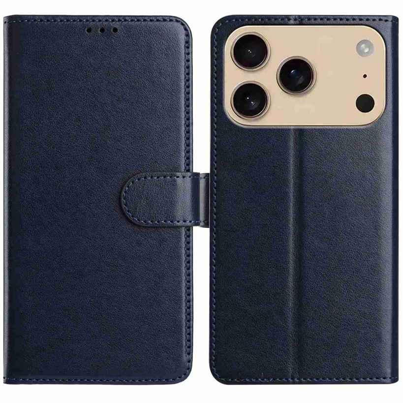 Compatible with iPhone 18 Pro Max & 17 Pro Max Lambskin 8-card Slot Leather Phone Case - Dark Blue