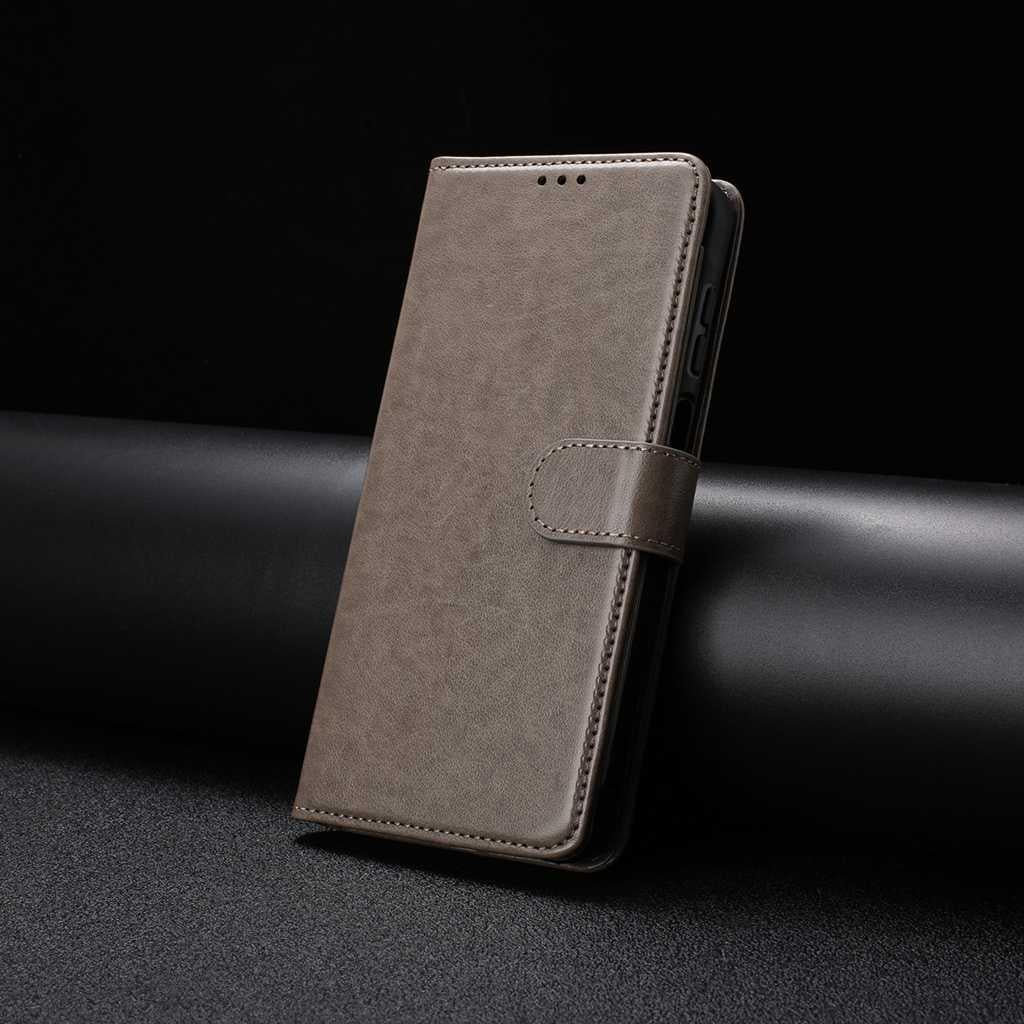 Compatible with iPhone 18 Pro & 17 Pro Lambskin 8-card Slot Leather Phone Case - Grey