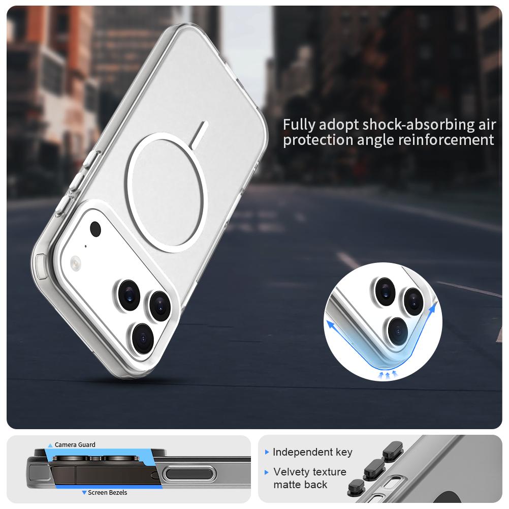 Compatible with iPhone 18 Pro Max Candy Fine Circle Magsafe PC Dual-Layer TPU Phone Case - White