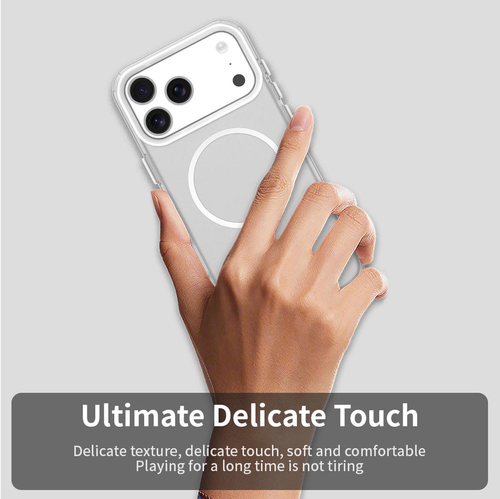 Compatible with iPhone 18 Pro Max Candy Fine Circle Magsafe PC Dual-Layer TPU Phone Case - White