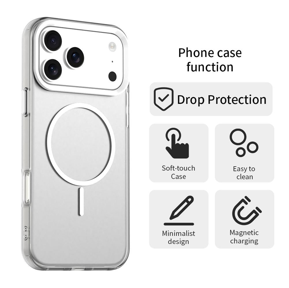 Compatible with iPhone 18 Pro Max Candy Fine Circle Magsafe PC Dual-Layer TPU Phone Case - White
