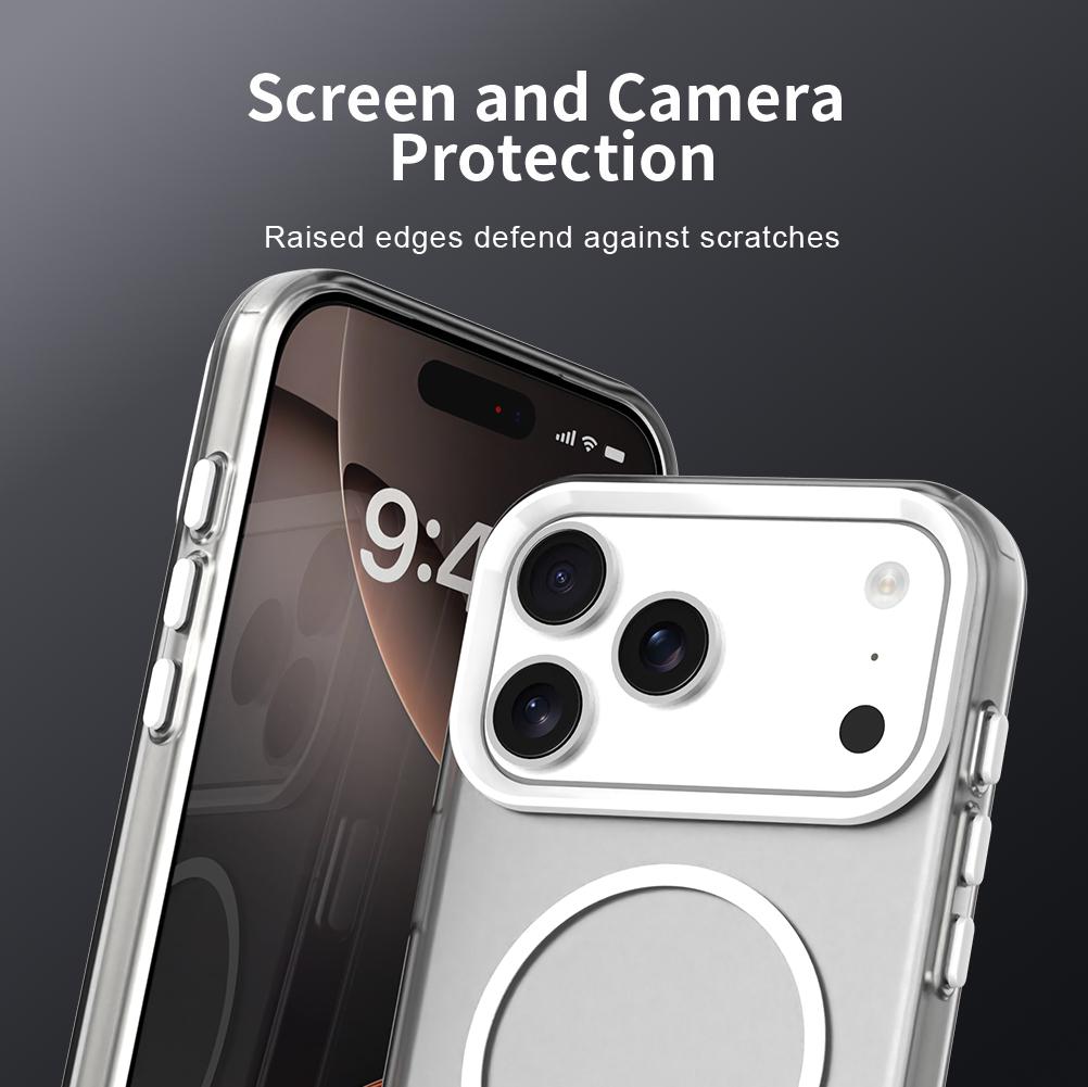 Compatible with iPhone 18 Pro Max Candy Fine Circle Magsafe PC Dual-Layer TPU Phone Case - White