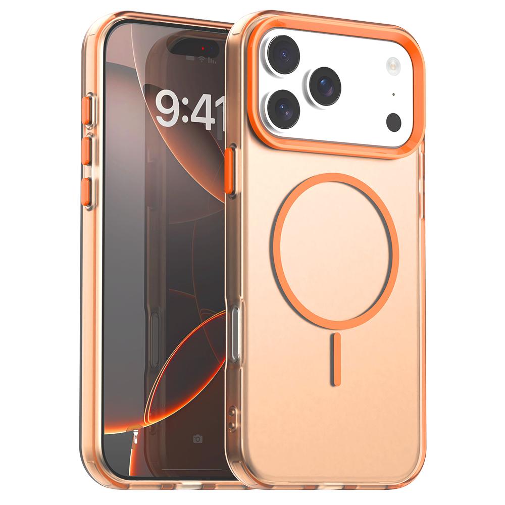 Compatible with iPhone 18 Pro Max Candy Fine Circle Magsafe PC Dual-Layer TPU Phone Case - Orange