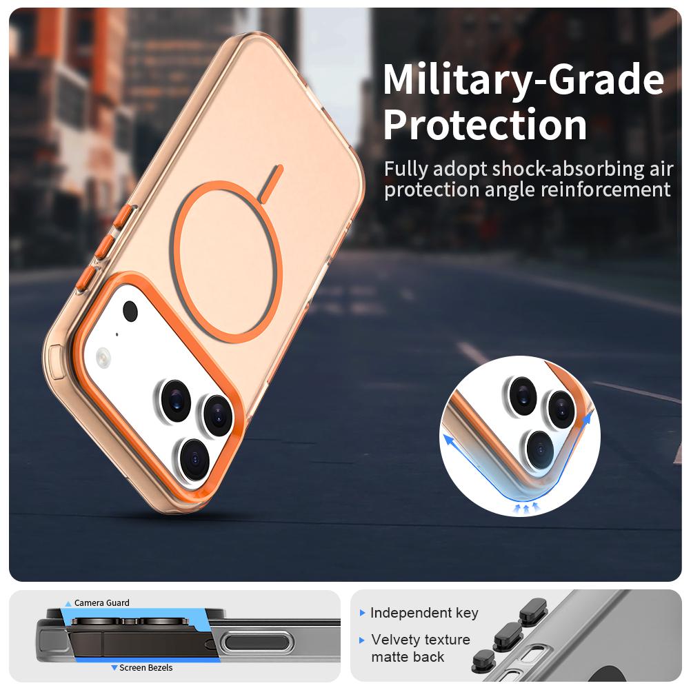 Compatible with iPhone 18 Pro Max Candy Fine Circle Magsafe PC Dual-Layer TPU Phone Case - Orange