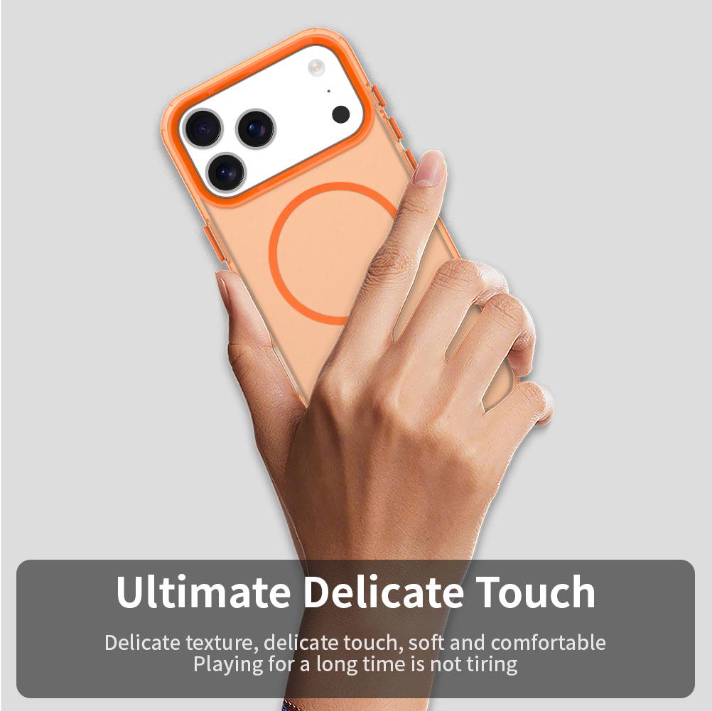 Compatible with iPhone 18 Pro Max Candy Fine Circle Magsafe PC Dual-Layer TPU Phone Case - Orange