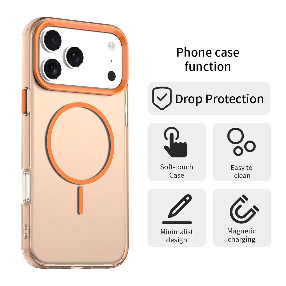 Compatible with iPhone 18 Pro Max Candy Fine Circle Magsafe PC Dual-Layer TPU Phone Case - Orange