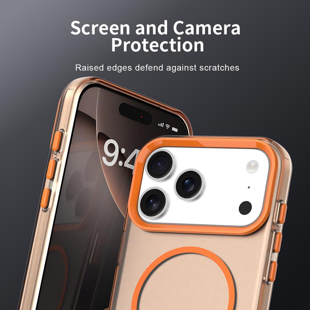 Compatible with iPhone 18 Pro Max Candy Fine Circle Magsafe PC Dual-Layer TPU Phone Case - Orange