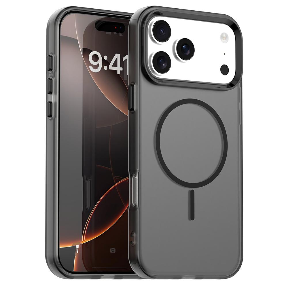 Compatible with iPhone 18 Pro Max Candy Fine Circle Magsafe PC Dual-Layer TPU Phone Case - Black
