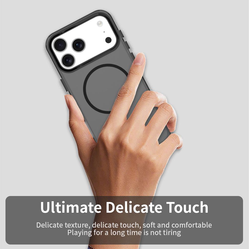Compatible with iPhone 18 Pro Max Candy Fine Circle Magsafe PC Dual-Layer TPU Phone Case - Black