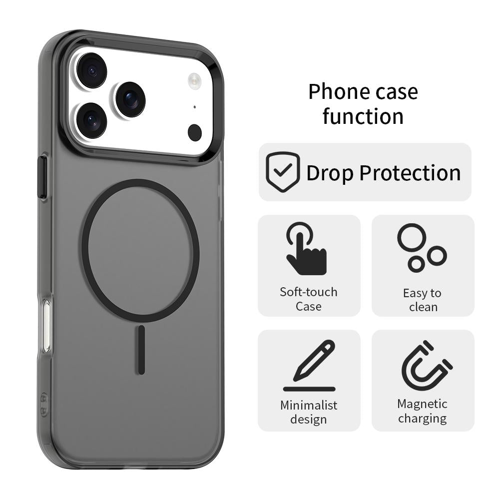 Compatible with iPhone 18 Pro Max Candy Fine Circle Magsafe PC Dual-Layer TPU Phone Case - Black