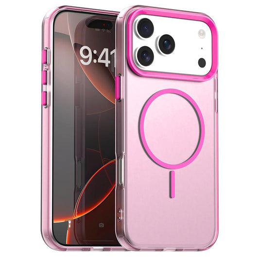 Compatible with iPhone 18 Pro Max Candy Fine Circle Magsafe PC Dual-Layer TPU Phone Case - Red