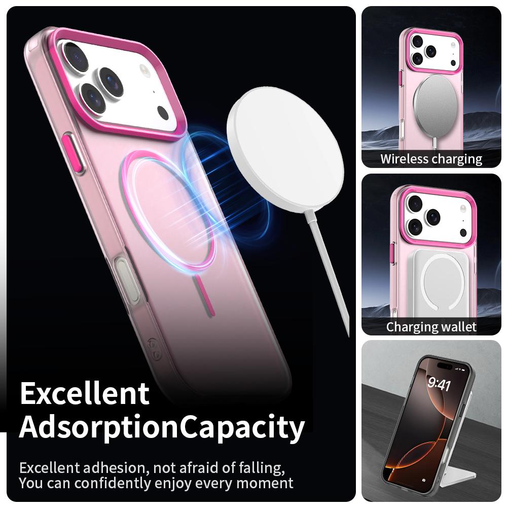 Compatible with iPhone 18 Pro Max Candy Fine Circle Magsafe PC Dual-Layer TPU Phone Case - Red
