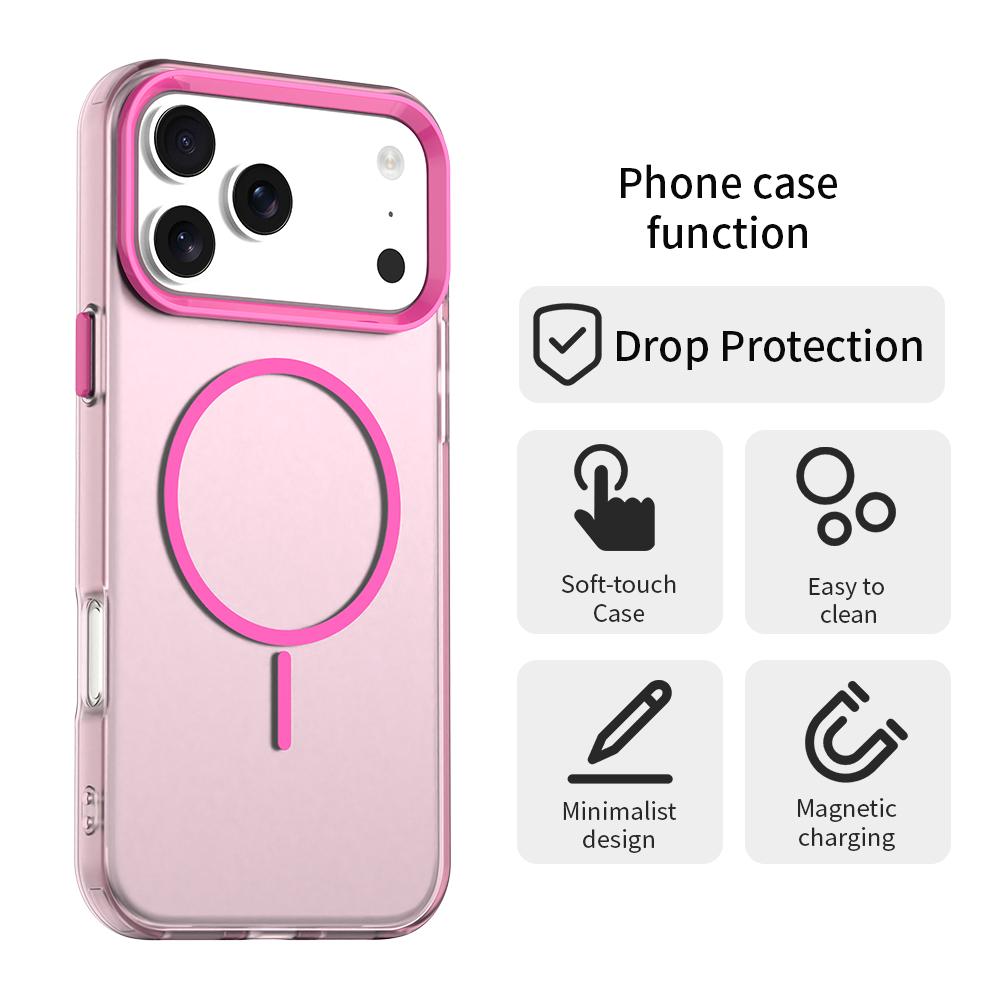 Compatible with iPhone 18 Pro Max Candy Fine Circle Magsafe PC Dual-Layer TPU Phone Case - Red