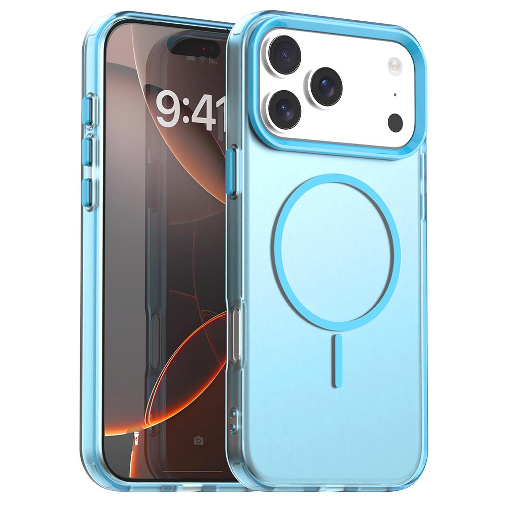 Compatible with iPhone 18 Pro Max Candy Fine Circle Magsafe PC Dual-Layer TPU Phone Case - Blue