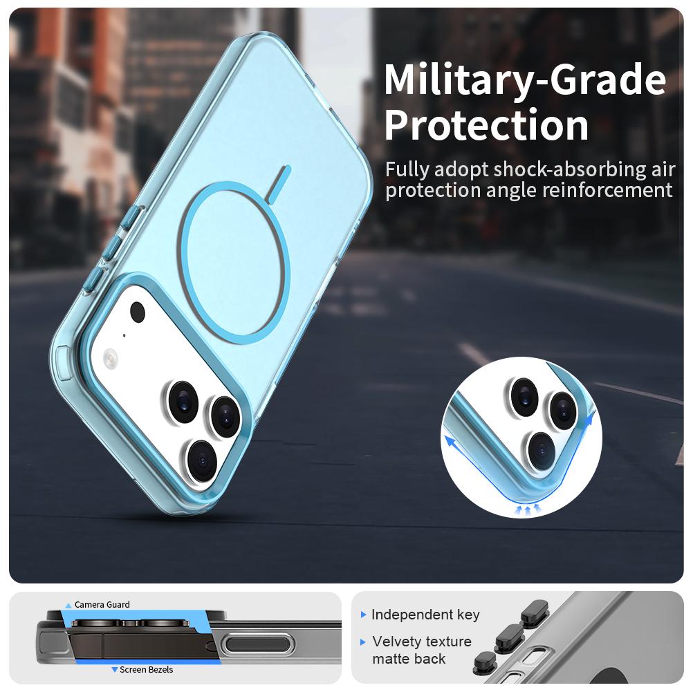 Compatible with iPhone 18 Pro Max Candy Fine Circle Magsafe PC Dual-Layer TPU Phone Case - Blue