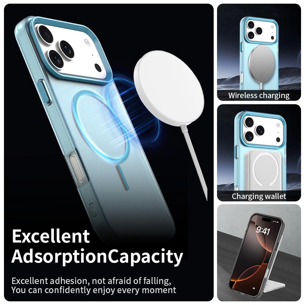 Compatible with iPhone 18 Pro Max Candy Fine Circle Magsafe PC Dual-Layer TPU Phone Case - Blue
