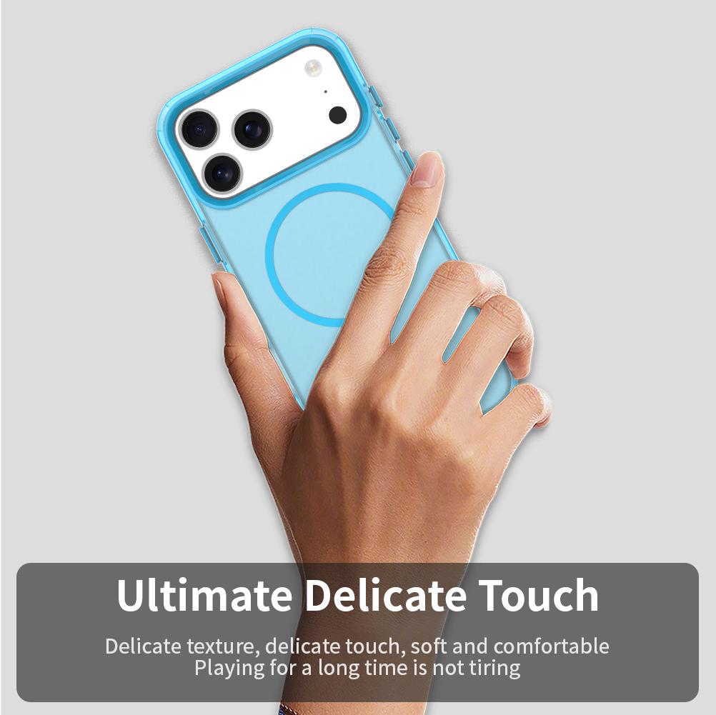Compatible with iPhone 18 Pro Max Candy Fine Circle Magsafe PC Dual-Layer TPU Phone Case - Blue