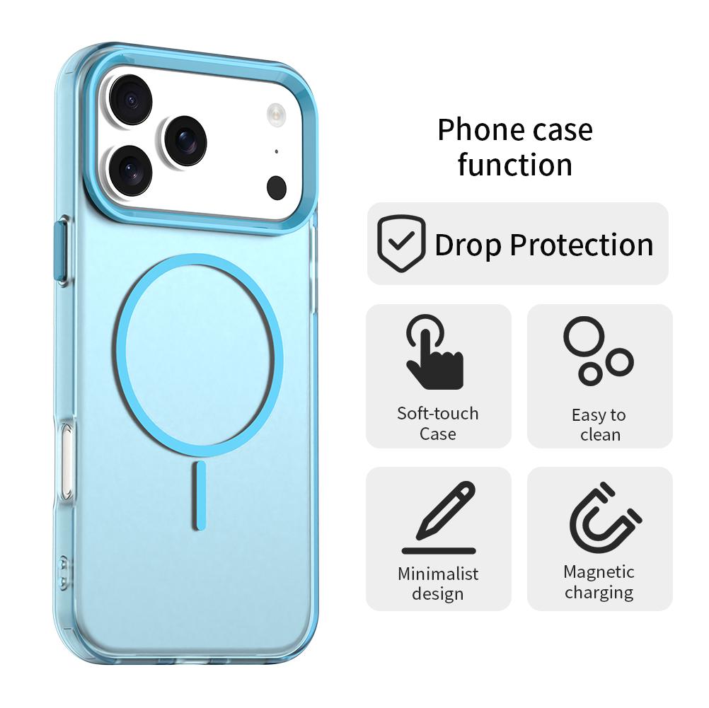 Compatible with iPhone 18 Pro Max Candy Fine Circle Magsafe PC Dual-Layer TPU Phone Case - Blue