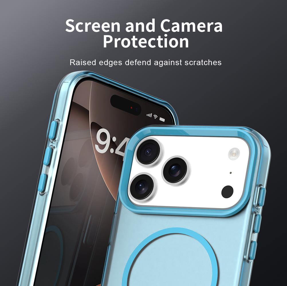 Compatible with iPhone 18 Pro Max Candy Fine Circle Magsafe PC Dual-Layer TPU Phone Case - Blue