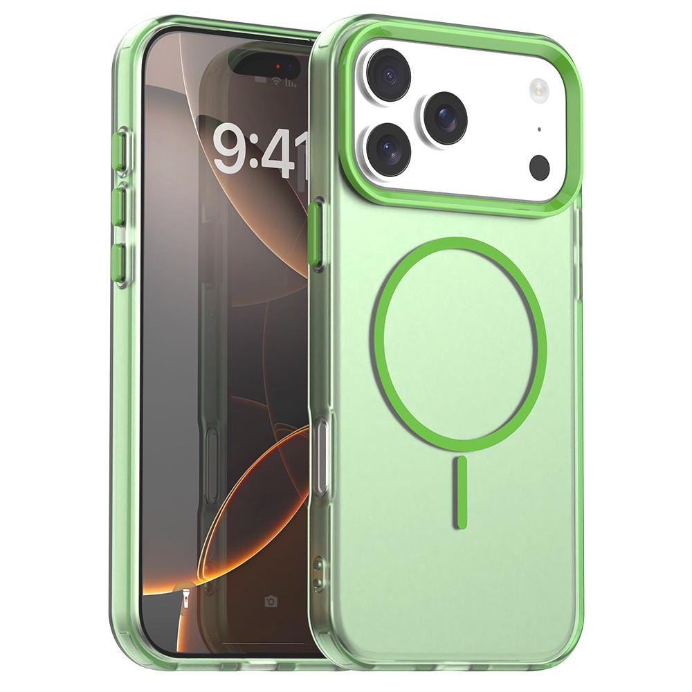 Compatible with iPhone 18 Pro Max Candy Fine Circle Magsafe PC Dual-Layer TPU Phone Case - Green