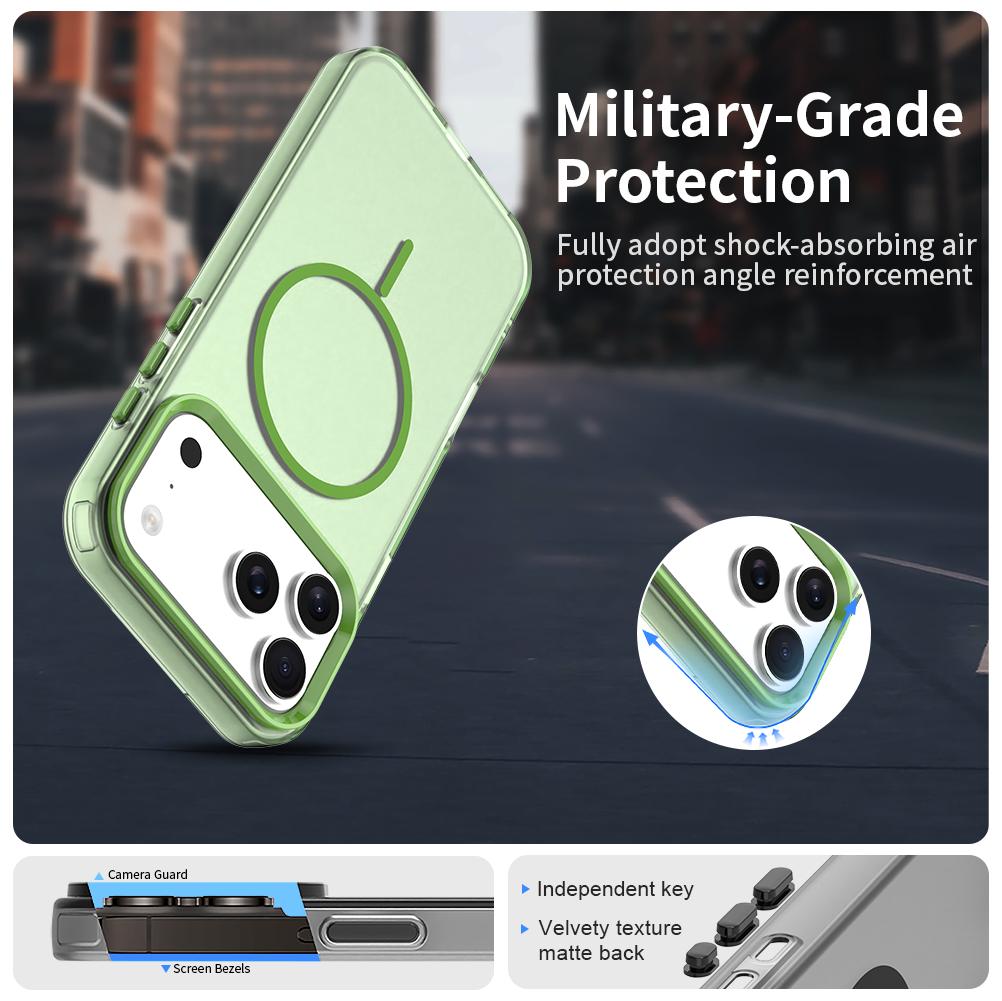 Compatible with iPhone 18 Pro Max Candy Fine Circle Magsafe PC Dual-Layer TPU Phone Case - Green